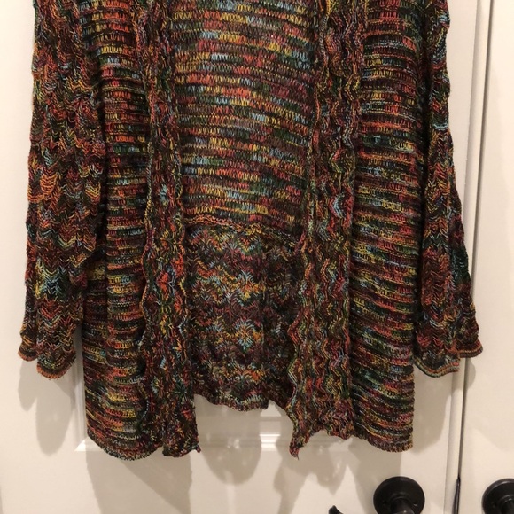 United States Sweaters  Multi  Colored Print Knit Open Cardigan Sweater Medium - Picture 4 of 12